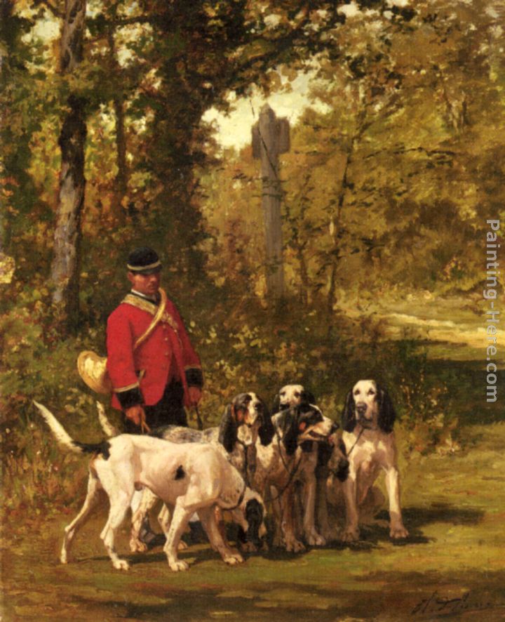 A Huntmaster with his Dogs on a Forest Trail painting - Charles Olivier De Penne A Huntmaster with his Dogs on a Forest Trail art painting